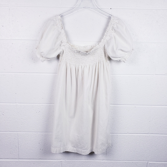 Faherty Women's Ramona Egret Cream Smocked Puff Sleeve Babydoll Dress Small - Picture 2 of 9